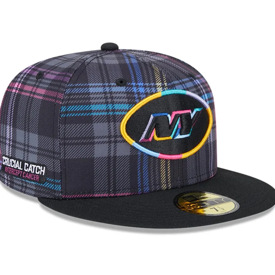 New York Jets Hats | Men^Men's New Era Black 2024 NFL Crucial Catch Plaid 59FIFTY Fitted Hat
