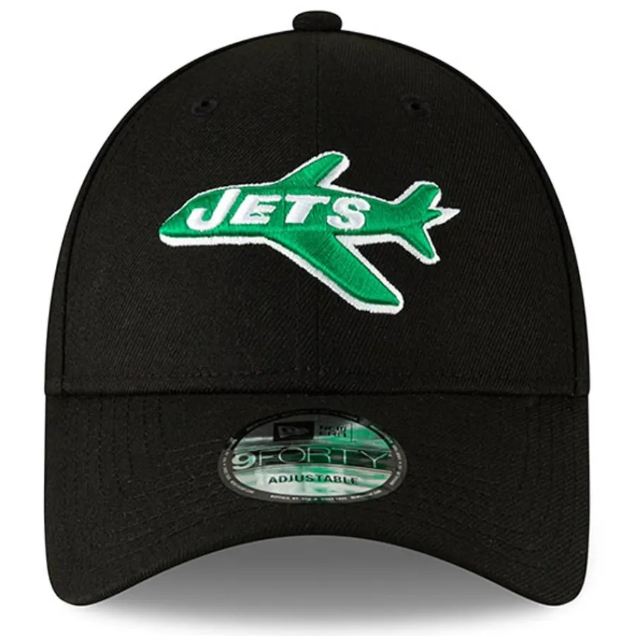 New York Jets Adjustable^Men's New Era Black The League Throwback 9FORTY Adjustable Hat