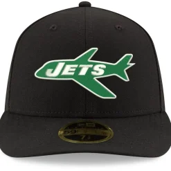 New York Jets Fitted^Men's New Era Black Omaha Throwback Low Profile 59FIFTY Fitted Hat