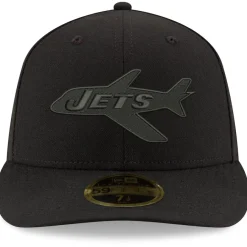 New York Jets Fitted^Men's New Era Black Alternate Logo Black On Black Low Profile 59FIFTY II Fitted Hat