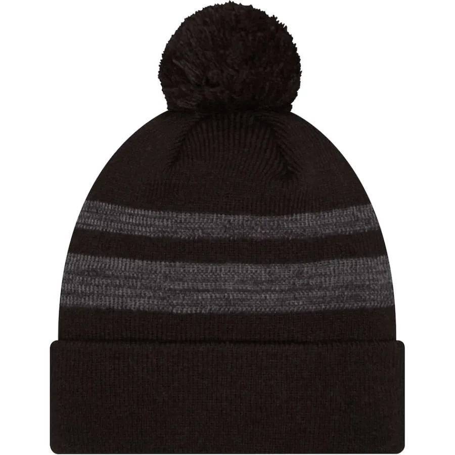 New York Jets Hats | Men^Men's New Era Black Dispatch Cuffed Knit Hat With Pom