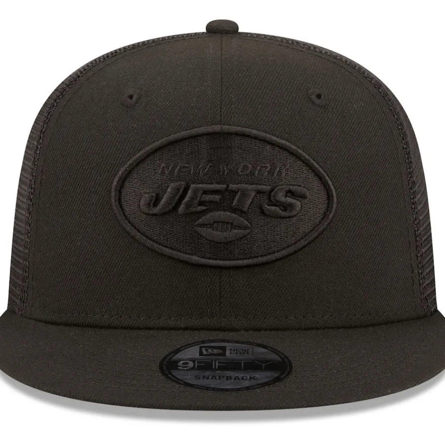 New York Jets Snapback^Men's New Era Black Classic 9FIFTY Trucker Snapback Hat