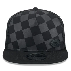 New York Jets Snapback^Men's New Era Black Check Mate 9FIFTY Trucker Snapback Hat