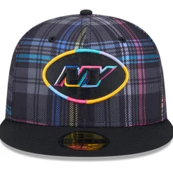 New York Jets Hats | Men^Men's New Era Black 2024 NFL Crucial Catch Plaid 59FIFTY Fitted Hat