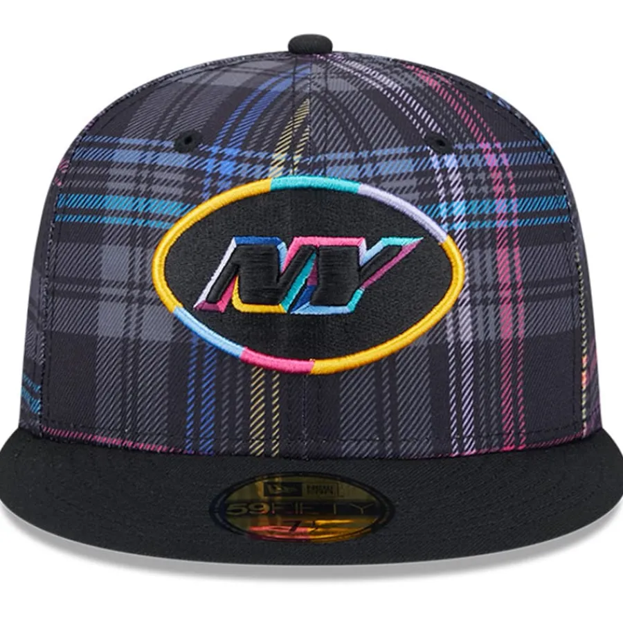 New York Jets Hats | Men^Men's New Era Black 2024 NFL Crucial Catch Plaid 59FIFTY Fitted Hat