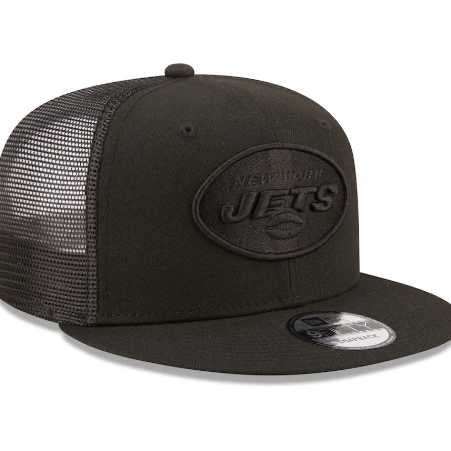 New York Jets Snapback^Men's New Era Black Classic 9FIFTY Trucker Snapback Hat