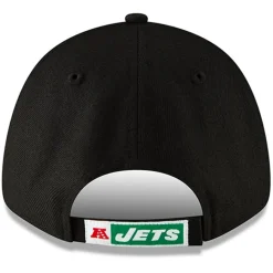 New York Jets Adjustable^Men's New Era Black The League Throwback 9FORTY Adjustable Hat