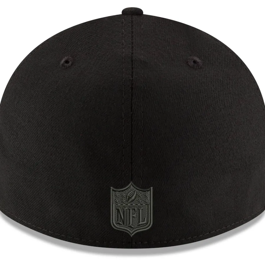 New York Jets Fitted^Men's New Era Black Alternate Logo Black On Black Low Profile 59FIFTY II Fitted Hat