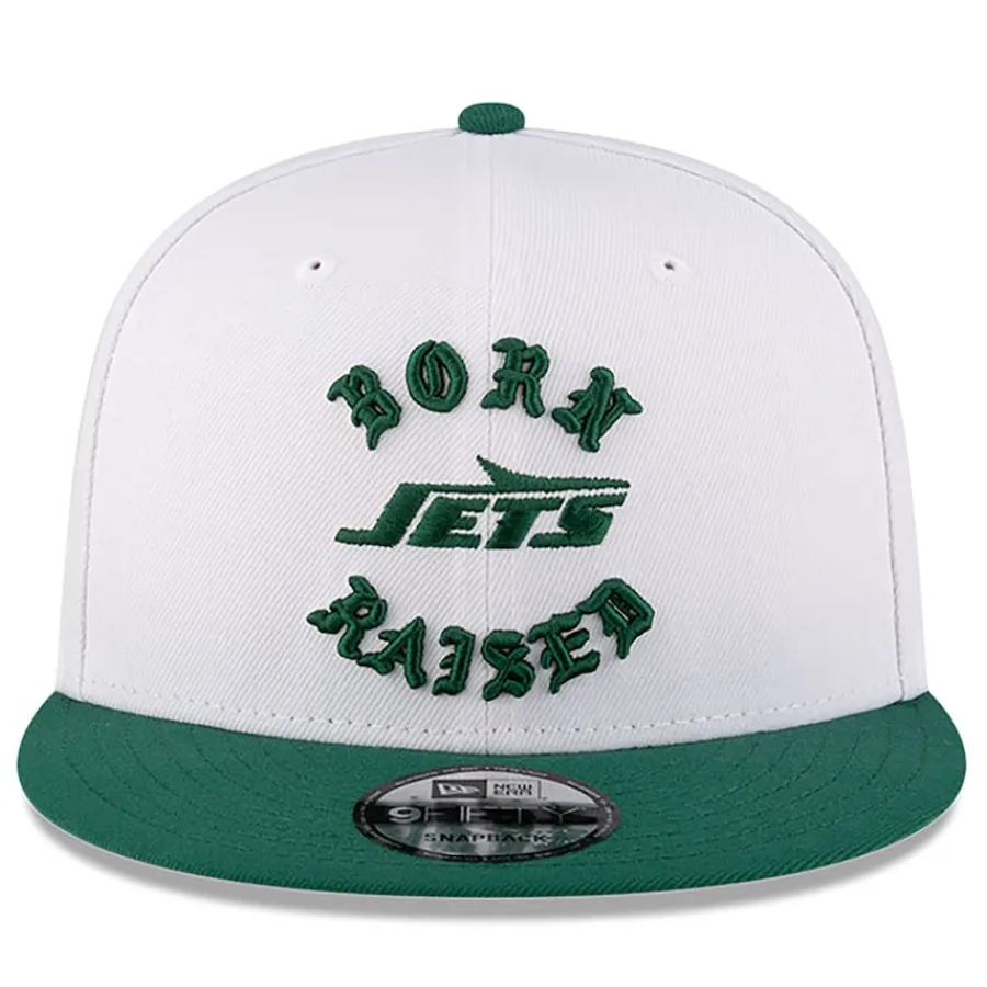 New York Jets Snapback^Men's New Era Born X Raised White/Green 9FIFTY Snapback Hat
