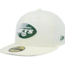 New York Jets Fitted^Men's New Era Cream Chrome Color Dim 59FIFTY Fitted Hat