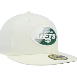 New York Jets Fitted^Men's New Era Cream Chrome Color Dim 59FIFTY Fitted Hat