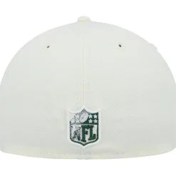 New York Jets Fitted^Men's New Era Cream Chrome Color Dim 59FIFTY Fitted Hat