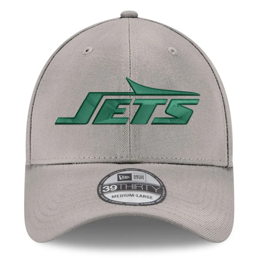 New York Jets Flex^Men's New Era Gray Wordmark Flight 39THIRTY Flex Hat