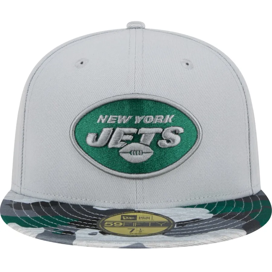 New York Jets Fitted^Men's New Era Gray Active Camo 59FIFTY Fitted Hat