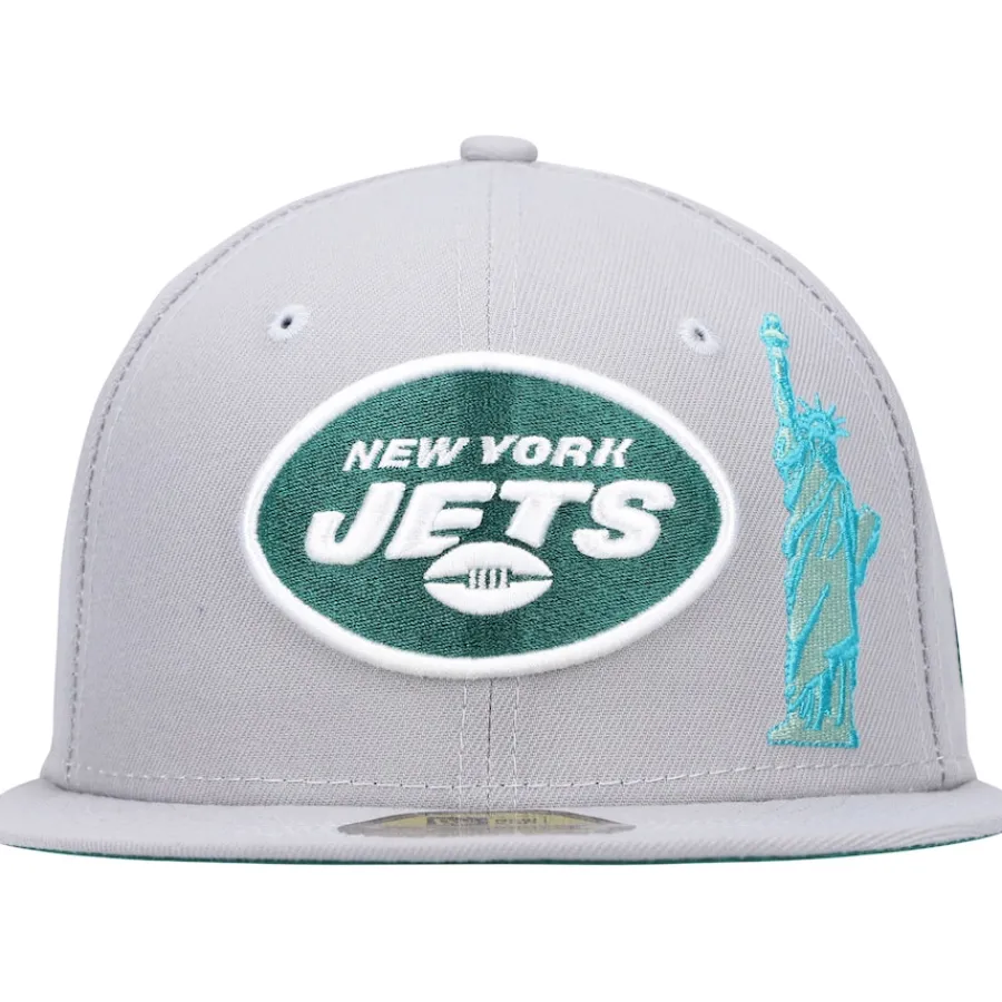 New York Jets Fitted^Men's New Era Gray City Describe 59FIFTY Fitted Hat