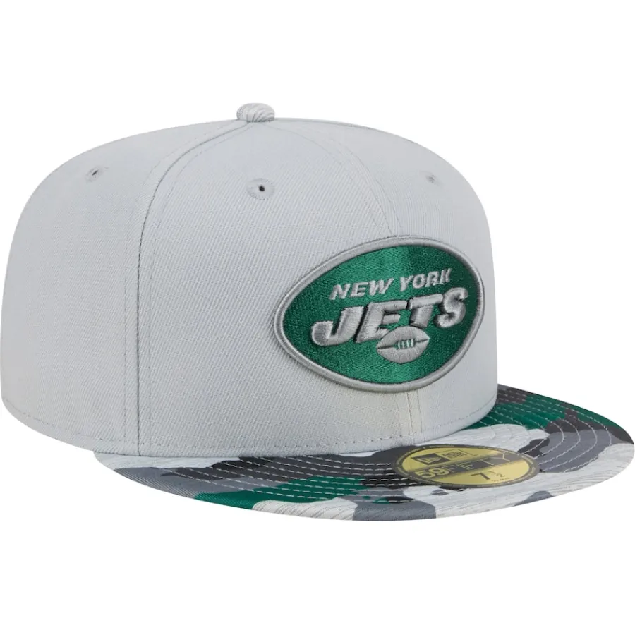 New York Jets Fitted^Men's New Era Gray Active Camo 59FIFTY Fitted Hat