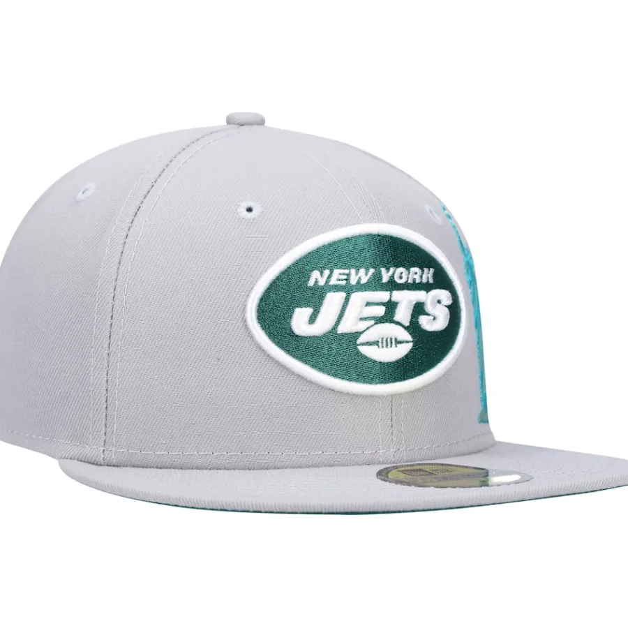 New York Jets Fitted^Men's New Era Gray City Describe 59FIFTY Fitted Hat