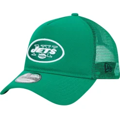 New York Jets Adjustable^Men's New Era Green 9FORTY A-Frame Trucker Adjustable Hat