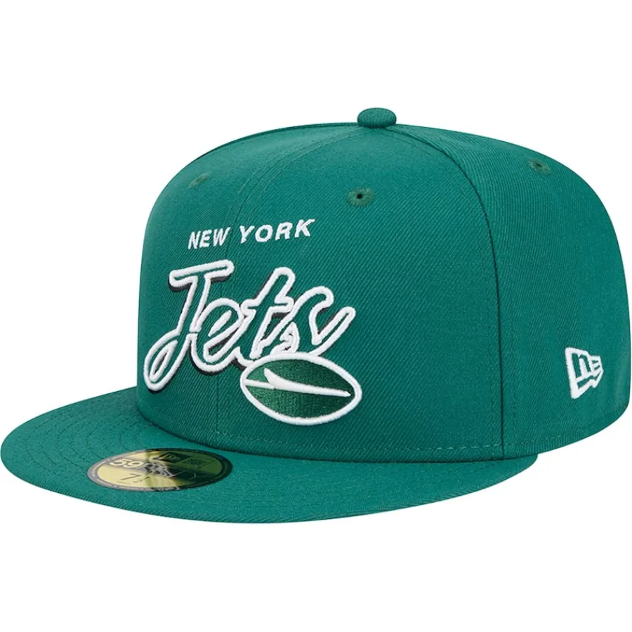 New York Jets Hats | Men^Men's New Era Green Script Sided 59FIFTY Fitted Hat