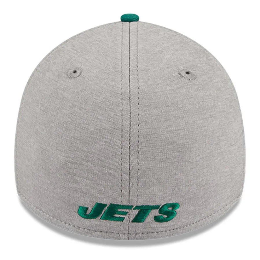 New York Jets Flex^Men's New Era Heather Gray/Green Striped 39THIRTY Flex Hat