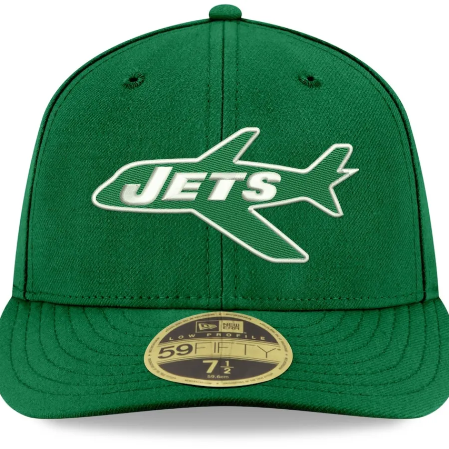 New York Jets Fitted^Men's New Era Kelly Green Omaha Throwback Low Profile 59FIFTY Fitted Hat