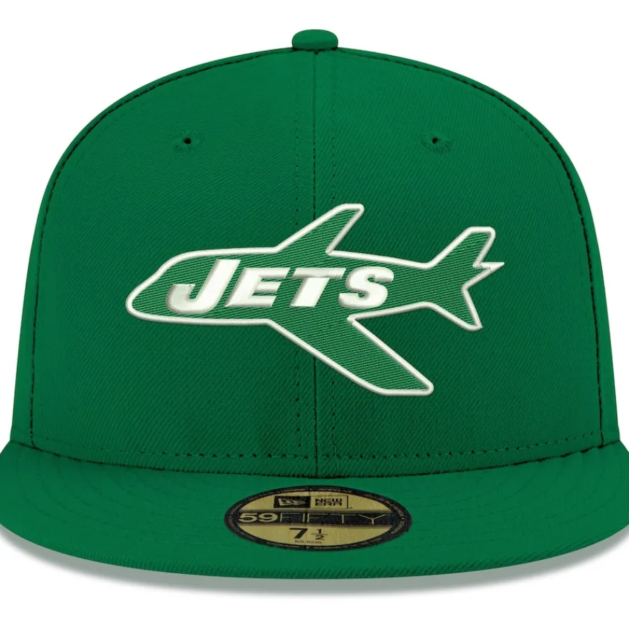 New York Jets Fitted^Men's New Era Kelly Green Omaha Throwback 59FIFTY Fitted Hat