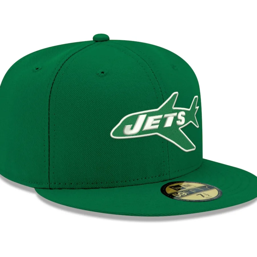New York Jets Fitted^Men's New Era Kelly Green Omaha Throwback 59FIFTY Fitted Hat