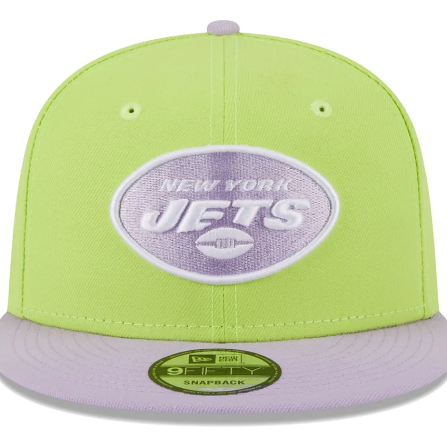 New York Jets Snapback^Men's New Era Neon Green/Lavender Two-Tone Color Pack 9FIFTY Snapback Hat