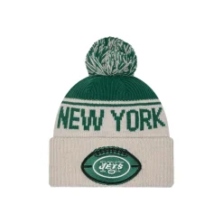 New York Jets Hats | Men^Men's New Era Stone NFL Sideline Historic Cuffed Knit Hat With Pom