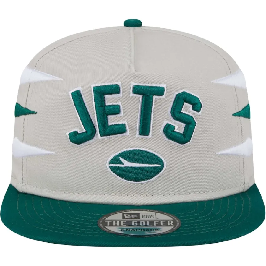 New York Jets Snapback^Men's New Era Stone/Green Athletic Golfer Snapback Hat