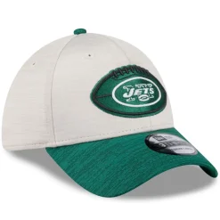 New York Jets Flex^Men's New Era Stone/Green 2024 Sideline Historic 39THIRTY Flex Hat
