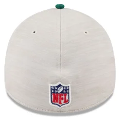 New York Jets Flex^Men's New Era Stone/Green 2024 Sideline Historic 39THIRTY Flex Hat