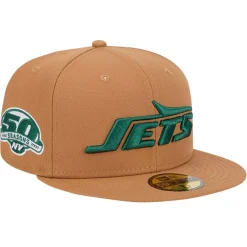New York Jets Fitted^Men's New Era Tan Color Pack 59FIFTY Fitted Hat With Side Patch