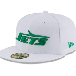 New York Jets Fitted^Men's New Era White Throwback Logo Omaha 59FIFTY Fitted Hat