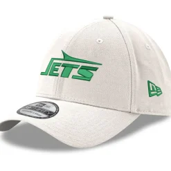 New York Jets Flex^Men's New Era White Throwback Wordmark Iced II 39THIRTY Flex Hat