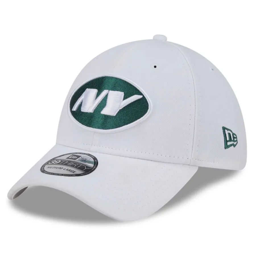 New York Jets Flex^Men's New Era White NFL Iced II 39THIRTY Flex Hat