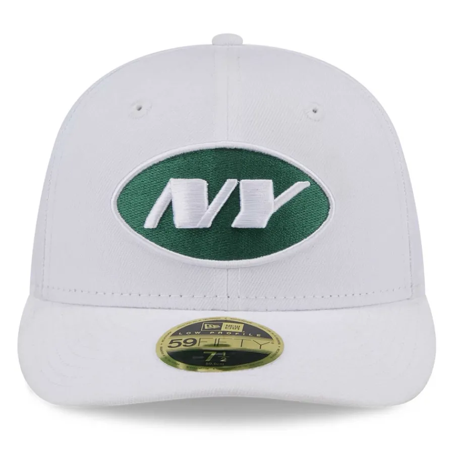 New York Jets Fitted^Men's New Era White Omaha Low Profile 59FIFTY Fitted Hat