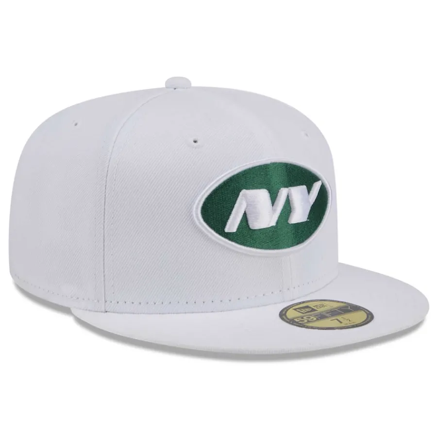 New York Jets Fitted^Men's New Era White Omaha 59FIFTY Fitted Hat