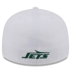 New York Jets Fitted^Men's New Era White Omaha Low Profile 59FIFTY Fitted Hat