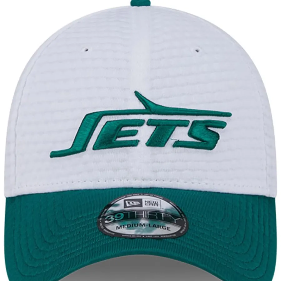 New York Jets Flex^Men's New Era White/Green 2024 NFL Training Camp 39THIRTY Flex Hat
