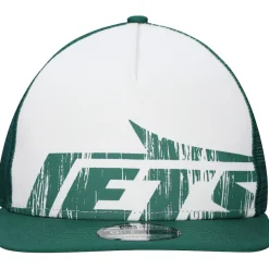 New York Jets Snapback^Men's New Era White/Green Distressed 9FIFTY A-Frame Snapback Hat