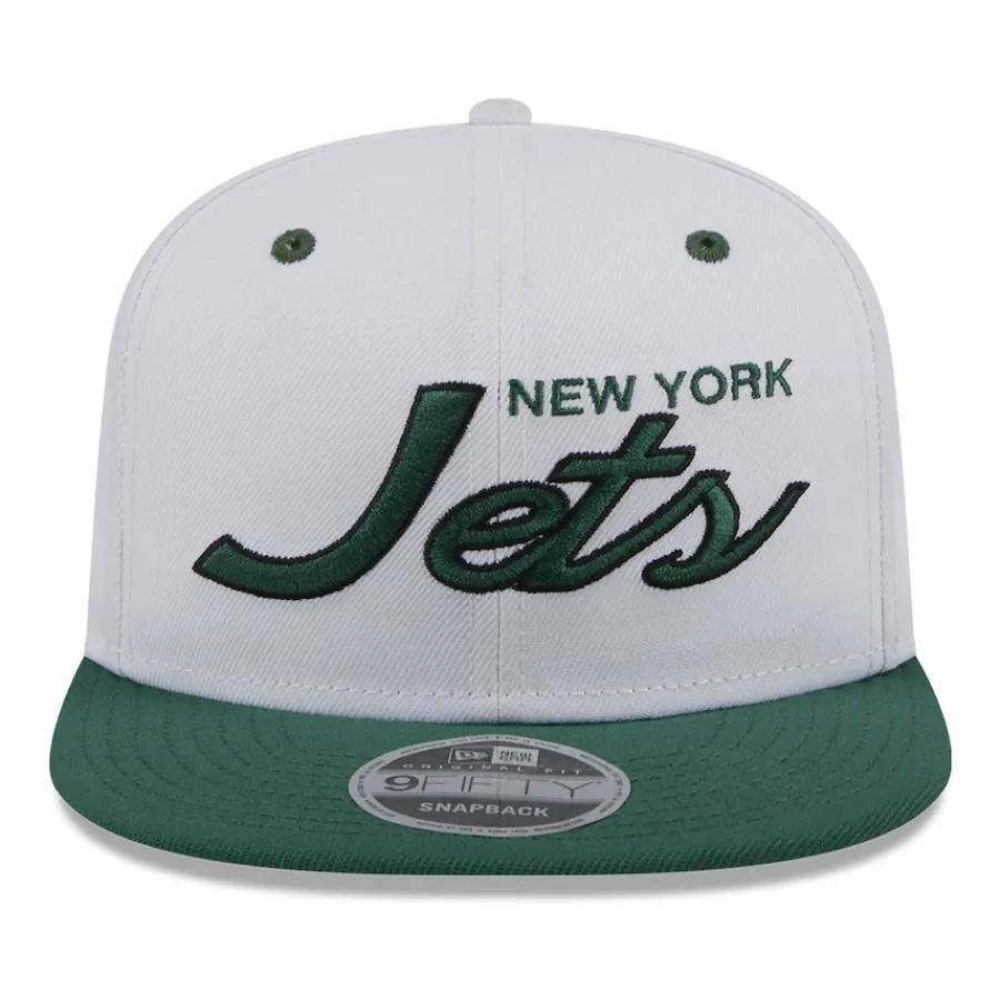 New York Jets Hats | Men^Men's New Era White/Green Sparky Original 9FIFTY Snapback Hat
