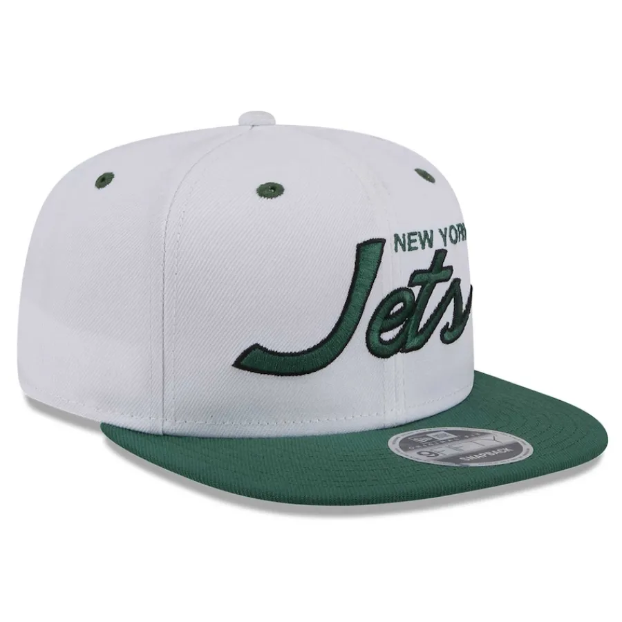 New York Jets Hats | Men^Men's New Era White/Green Sparky Original 9FIFTY Snapback Hat
