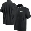 New York Jets Sweatshirts & Fleece | Men^Men's Nike Black Sideline Coach Short Sleeve Hoodie Quarter-Zip Jacket