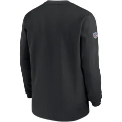 New York Jets Long Sleeved^Men's Nike Black 2023 Sideline Throwback Heavy Brushed Waffle Long Sleeve Top