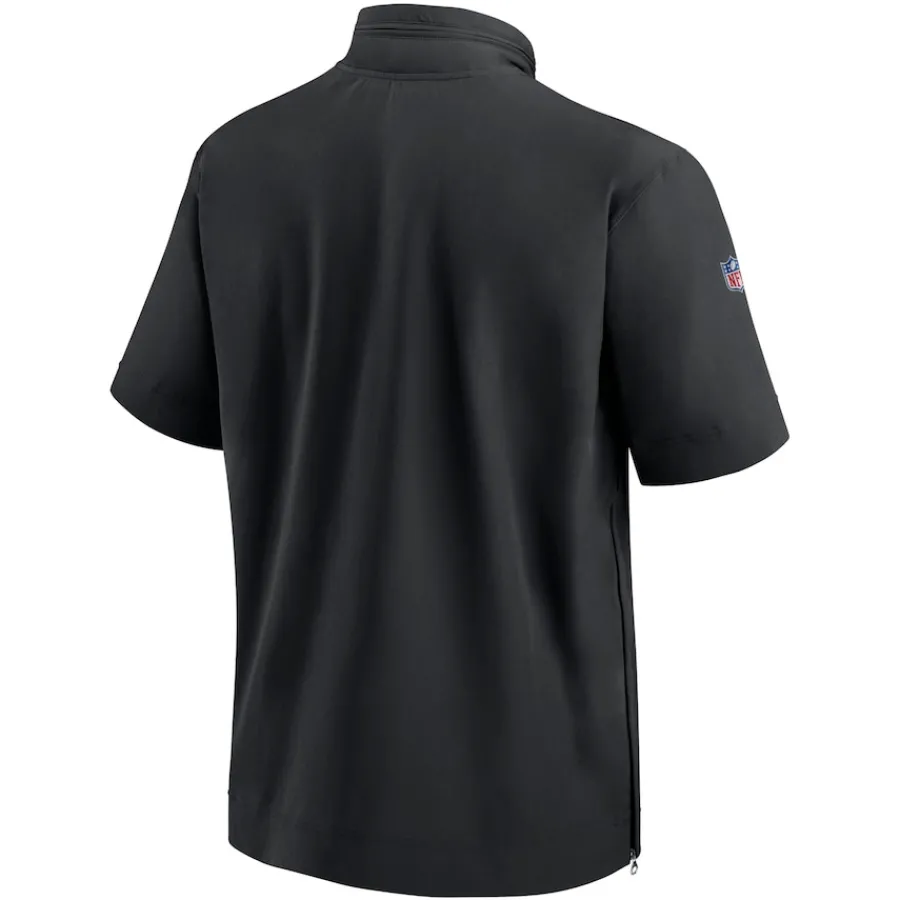 New York Jets Sweatshirts & Fleece | Men^Men's Nike Black Sideline Coach Short Sleeve Hoodie Quarter-Zip Jacket
