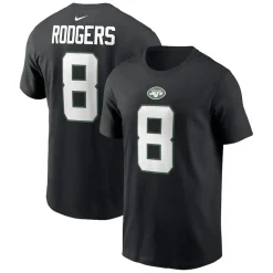 New York Jets T-Shirts | Men^Men's Nike Aaron Rodgers Black Player Name & Number T-Shirt