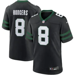 New York Jets Nike Game^Men's Nike Aaron Rodgers Legacy Black Alternate Game Jersey
