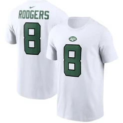 New York Jets T-Shirts | Men^Men's Nike Aaron Rodgers White Player Name & Number T-Shirt