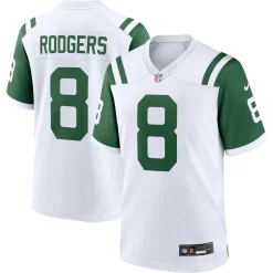 New York Jets Nike Game^Men's Nike Aaron Rodgers White Classic Alternate Game Jersey